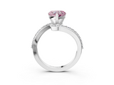 White gold Fancy Pink Heart  Solitaire Twist Band with Pave Set Diamonds and Four-Prong Setting_111