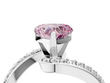 White gold Fancy Pink Heart  Solitaire Twist Band with Pave Set Diamonds and Four-Prong Setting_112