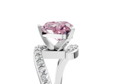 White gold Fancy Pink Heart  Solitaire Twist Band with Pave Set Diamonds and Four-Prong Setting_113