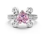 White gold Fancy Pink Heart  Solitaire Twisted Band Scroll Prong Ring_30