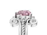 White gold Fancy Pink Heart  Solitaire Twisted Band Scroll Prong Ring_31