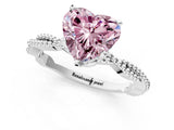 White gold Fancy Pink Heart  Solitaire Twisted Band with Bead Prong Setting_292