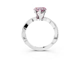 White gold Fancy Pink Heart  Solitaire Twisted Band with Bead Prong Setting_294