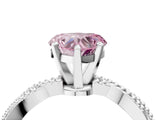 White gold Fancy Pink Heart  Solitaire Twisted Band with Bead Prong Setting_295