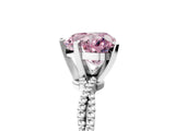 White gold Fancy Pink Heart  Solitaire Twisted Band with Bead Prong Setting_296