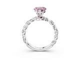 White gold Fancy Pink Heart  Solitaire Twisted Band with Pavé Accents and Four-Prong Setting_6