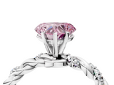 White gold Fancy Pink Heart  Solitaire Twisted Band with Pavé Accents and Four-Prong Setting_7