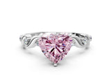 White gold Fancy Pink Heart  Solitaire Twisted Band with Prong Setting