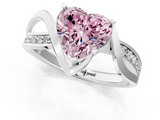 White gold Fancy Pink Heart  Solitaire Twisted Band with Prong Setting_4