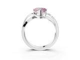 White gold Fancy Pink Heart  Solitaire Twisted Band with Prong Setting_6