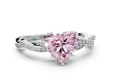 White gold Fancy Pink Heart  Solitaire Twisted Pave Diamond Ring with Four-Prong Setting_12