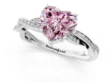 White gold Fancy Pink Heart  Solitaire Twisted Pave Diamond Ring with Four-Prong Setting_13