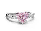 White gold Fancy Pink Heart  Solitaire Twisted Pave Diamond Ring with Four-Prong Setting_164
