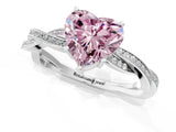 White gold Fancy Pink Heart  Solitaire Twisted Pave Diamond Ring with Four-Prong Setting_165