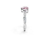 White gold Fancy Pink Heart  Solitaire Twisted Pave Diamond Ring with Four-Prong Setting_166