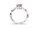 White gold Fancy Pink Heart  Solitaire Twisted Pave Diamond Ring with Four-Prong Setting_167