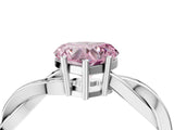 White gold Fancy Pink Heart  Solitaire Twisted Pave Diamond Ring with Four-Prong Setting_168