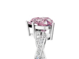 White gold Fancy Pink Heart  Solitaire Twisted Pave Diamond Ring with Four-Prong Setting_17