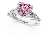 White gold Fancy Pink Heart  Solitaire Vine Band with Milgrain Prong Setting_4