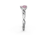 White gold Fancy Pink Heart  Solitaire Vine Band with Milgrain Prong Setting_5