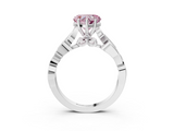White gold Fancy Pink Heart  Solitaire Vine Band with Milgrain Prong Setting_6