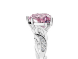 White gold Fancy Pink Heart  Solitaire Vine Band with Milgrain Prong Setting_8