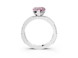 White gold Fancy Pink Heart  Solitaire with Pavé Band and Four-Prong Setting_286
