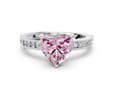 White gold Fancy Pink Heart  Solitaire with Pavé Band and Four-Prong Setting_287