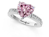 White gold Fancy Pink Heart  Solitaire with Pavé Band and Four-Prong Setting_288