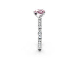 White gold Fancy Pink Heart  Solitaire with Pavé Band and Four-Prong Setting_289