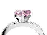 White gold Fancy Pink Heart  Solitaire with Pavé Band and Four-Prong Setting_291