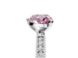 White gold Fancy Pink Heart  Solitaire with Pavé Band and Four-Prong Setting_292