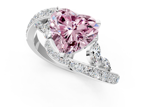 Platinum Fancy Pink Heart  Solitaire with Pavé Twist Band and Four-Prong Setting