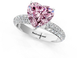 White gold Fancy Pink Heart  Solitaire with Pave Band and Four-Prong Setting_4