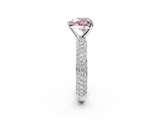 White gold Fancy Pink Heart  Solitaire with Pave Band and Four-Prong Setting_5