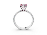 White gold Fancy Pink Heart  Solitaire with Pave Band and Four-Prong Setting_6