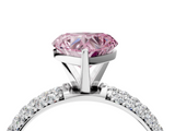 White gold Fancy Pink Heart  Solitaire with Pave Band and Four-Prong Setting_7
