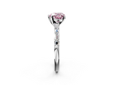 White gold Fancy Pink Heart  Solitaire with Side Baguettes and Channel Set Band_43