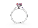 White gold Fancy Pink Heart  Solitaire with Side Baguettes and Channel Set Band_44