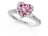 White gold Fancy Pink Heart  Solitaire with Side Baguettes and Channel Set Band_46