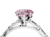 White gold Fancy Pink Heart  Solitaire with Side Baguettes and Channel Set Band_49