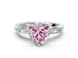 White gold Fancy Pink Heart  Solitaire with Tapered Baguette Side Stones on a Classic Band with Four-Prong Setting_66