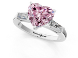 White gold Fancy Pink Heart  Solitaire with Tapered Baguette Side Stones on a Classic Band with Four-Prong Setting_67
