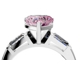 White gold Fancy Pink Heart  Solitaire with Tapered Baguette Side Stones on a Classic Band with Four-Prong Setting_73