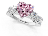 White gold Fancy Pink Heart  Three-Stone Diamond Ring with Pavé Split Shank and Four-Prong Setting_77