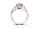 White gold Fancy Pink Heart  Three-Stone Diamond Ring with Pavé Split Shank and Four-Prong Setting_78