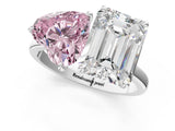 White gold Fancy Pink Heart  and Emerald Cut Toi Moi Ring with Prong Setting_47