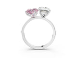 White gold Fancy Pink Heart  and Emerald Cut Toi Moi Ring with Prong Setting_49