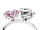 White gold Fancy Pink Heart  and Emerald Cut Toi Moi Ring with Prong Setting_49