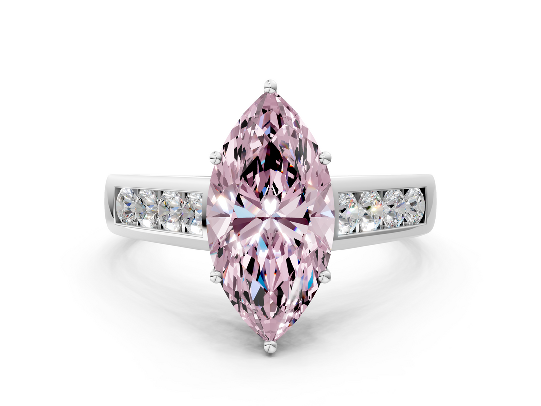 White gold Fancy Pink Marquise  Brilliant Channel-Set Solitaire Ring with Four-Prong Setting_20